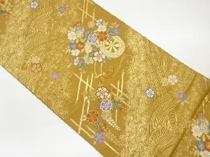 花車に鹿の子模様織出し袋帯